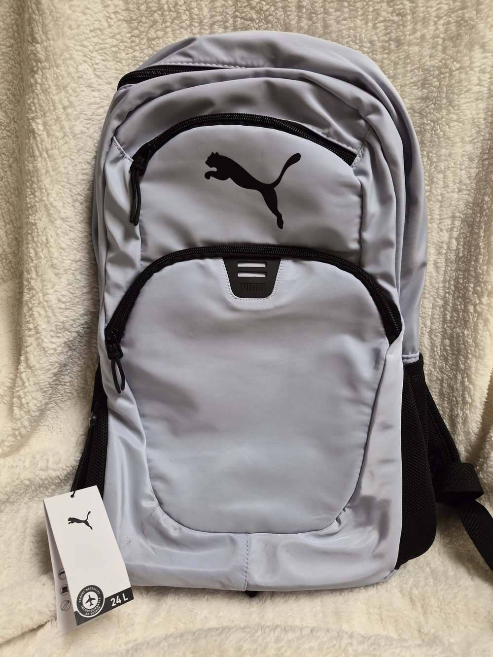 Puma Light Blue and Black Logo Backpack